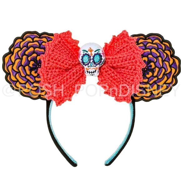 PIXAR Coco Ears Embroidered design Crotchet bow sugar-skull Halloween 2022 - Picture 1 of 4